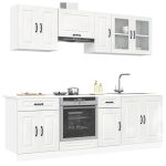 Set dulap de bucătărie 8 piese „Kalmar” alb lucios Lemn GartenMobel Dekor