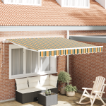 Marchiză retractabilă manuală  Galben și Verde 350x250 cm, Țesătură de înlocuire pentru marchiză  pentru cadru de 3.5x2.5 m Galben și Verde GartenMobel Dekor