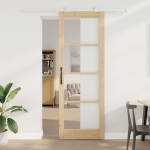 Ușă Glisantă  cu Set de Accesorii 'ORKDAL'Lemn Masiv & Sticlă, Ușă Interioară  cu Sticlă 'ORKDAL'83x232x4 cm Lemn Masiv de Pin GartenMobel Dekor