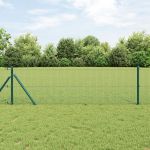 Gard din sârmă sudată cu 13 stâlpi Verde 0.4x100 m Oțel GartenMobel Dekor