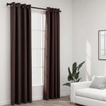 Perdele opace aspect pânză ocheți 2 buc. gri taupe 140x225 cm GartenMobel Dekor