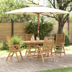Set de dining pliabil de 5 piese din lemn solid de tec , Scaune de grădină  2 bucati din lemn solid de tec GartenMobel Dekor