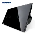 Intrerupator dublu + simplu cu touch Livolo din sticla SmartElectro IntelligentHouse