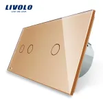 Intrerupator dublu + simplu cu touch Livolo din sticla SmartElectro IntelligentHouse