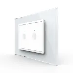 Intrerupator dublu cu touch Livolo cu rama din sticla, standard Italian - Serie noua SmartElectro IntelligentHouse