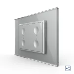 Intrerupator cvadruplu cap scara / cap cruce cu touch Livolo cu rama din sticla, standard Italian - Serie noua SmartElectro IntelligentHouse
