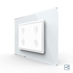 Intrerupator cvadruplu cap scara / cap cruce cu touch Livolo cu rama din sticla, standard Italian - Serie noua SmartElectro IntelligentHouse