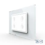 Intrerupator cvadruplu cap scara / cap cruce wireless cu touch Livolo cu rama din sticla, standard Italian - Serie noua SmartElectro IntelligentHouse