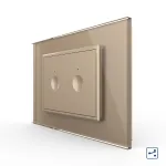 Intrerupator dublu cap scara / cap cruce cu touch Livolo cu rama din sticla, standard Italian - Serie noua SmartElectro IntelligentHouse
