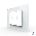 Intrerupator dublu cap scara / cap cruce cu touch Livolo cu rama din sticla, standard Italian - Serie noua SmartElectro IntelligentHouse