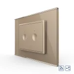 Intrerupator dublu cap scara / cap cruce wireless cu touch Livolo cu rama din sticla, standard Italian - Serie noua SmartElectro IntelligentHouse