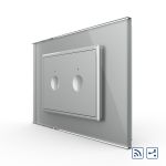 Intrerupator dublu cap scara / cap cruce wireless cu touch Livolo cu rama din sticla, standard Italian - Serie noua SmartElectro IntelligentHouse