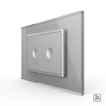 Intrerupator dublu wireless cu touch Livolo cu rama din sticla, standard Italian - Serie noua SmartElectro IntelligentHouse