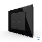 Intrerupator dublu wireless cu touch Livolo cu rama din sticla, standard Italian - Serie noua SmartElectro IntelligentHouse