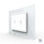 Intrerupator dublu wireless cu touch Livolo cu rama din sticla, standard Italian - Serie noua SmartElectro IntelligentHouse