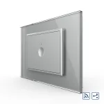 Intrerupator simplu cap scara / cap cruce wireless cu touch Livolo cu rama din sticla, standard Italian - Serie noua SmartElectro IntelligentHouse