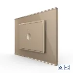Intrerupator simplu cap scara / cap cruce wireless cu touch Livolo cu rama din sticla, standard Italian - Serie noua SmartElectro IntelligentHouse
