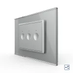 Intrerupator triplu cap scara / cap cruce cu touch Livolo cu rama din sticla, standard Italian - Serie noua SmartElectro IntelligentHouse