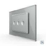Intrerupator triplu wireless cu touch Livolo cu rama din sticla, standard Italian - Serie noua SmartElectro IntelligentHouse