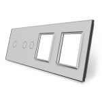 Panou intrerupator simplu+dublu si 2 prize Livolo din sticla SmartElectro IntelligentHouse