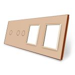Panou intrerupator simplu+dublu si 2 prize Livolo din sticla SmartElectro IntelligentHouse