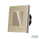 Intrerupator Dublu Cap Scara / Cruce cu Touch din Sticla si Rama de Aluminiu LUXION, RF433 SmartElectro IntelligentHouse