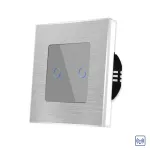 Intrerupator Dublu cu Touch din Sticla si Rama de Aluminiu LUXION, RF433 SmartElectro IntelligentHouse