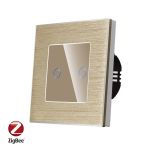 Intrerupator Dublu cu Touch din Sticla si Rama de Aluminiu LUXION, protocol ZigBee SmartElectro IntelligentHouse