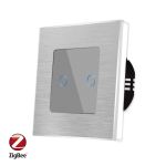 Intrerupator Dublu cu Touch din Sticla si Rama de Aluminiu LUXION, protocol ZigBee SmartElectro IntelligentHouse