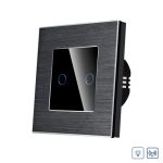 Intrerupator Dublu cu Variator si Touch din Sticla si Rama de Aluminiu LUXION, RF433 SmartElectro IntelligentHouse