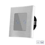 Intrerupator Dublu cu Variator si Touch din Sticla si Rama de Aluminiu LUXION, RF433 SmartElectro IntelligentHouse