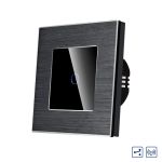 Intrerupator Simplu Cap Scara / Cruce cu Touch din Sticla si Rama de Aluminiu LUXION, RF433 SmartElectro IntelligentHouse