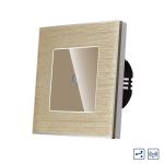 Intrerupator Simplu Cap Scara / Cruce cu Touch din Sticla si Rama de Aluminiu LUXION, RF433 SmartElectro IntelligentHouse