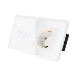 Intrerupator Triplu + Priza cu Rama din Sticla LUXION SmartElectro IntelligentHouse