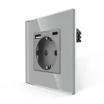 Priza Simpla + USB-A + USB-C LUXION cu Rama din Sticla SmartElectro IntelligentHouse