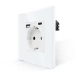 Priza Simpla + USB-A + USB-C LUXION cu Rama din Sticla SmartElectro IntelligentHouse