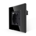 Priza Simpla + USB-A + USB-C LUXION cu Rama din Sticla SmartElectro IntelligentHouse