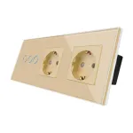 Intrerupator Triplu + 2 Prize cu Rama din Sticla LUXION SmartElectro IntelligentHouse
