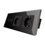 Intrerupator Triplu + 2 Prize cu Rama din Sticla LUXION SmartElectro IntelligentHouse