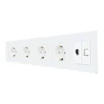 Priza Cvadrupla Schuko + TV + Internet cu Rama Din Sticla LUXION SmartElectro IntelligentHouse