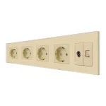 Priza Cvadrupla Schuko + TV + Internet cu Rama Din Sticla LUXION SmartElectro IntelligentHouse