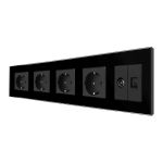 Priza Cvadrupla Schuko + TV + Internet cu Rama Din Sticla LUXION SmartElectro IntelligentHouse