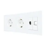 Priza Dubla Schuko + TV + Internet cu Rama Din Sticla LUXION SmartElectro IntelligentHouse