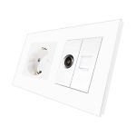 Priza Schuko + TV + Internet cu Rama Din Sticla LUXION SmartElectro IntelligentHouse