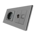 Priza Schuko + TV + Internet cu Rama Din Sticla LUXION SmartElectro IntelligentHouse