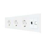 Priza Tripla Schuko + TV + Internet cu Rama Din Sticla LUXION SmartElectro IntelligentHouse