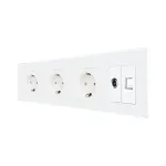 Priza Tripla Schuko + TV + Internet cu Rama Din Sticla LUXION SmartElectro IntelligentHouse