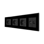 Priza Tripla Schuko + TV + Internet cu Rama Din Sticla LUXION SmartElectro IntelligentHouse