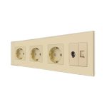Priza Tripla Schuko + TV + Internet cu Rama Din Sticla LUXION SmartElectro IntelligentHouse