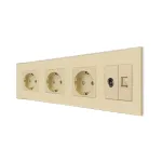 Priza Tripla Schuko + TV + Internet cu Rama Din Sticla LUXION SmartElectro IntelligentHouse